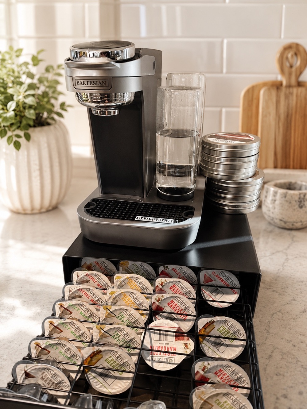 Bartesian Premium Single-Serve Cocktail Maker — Silver and Black